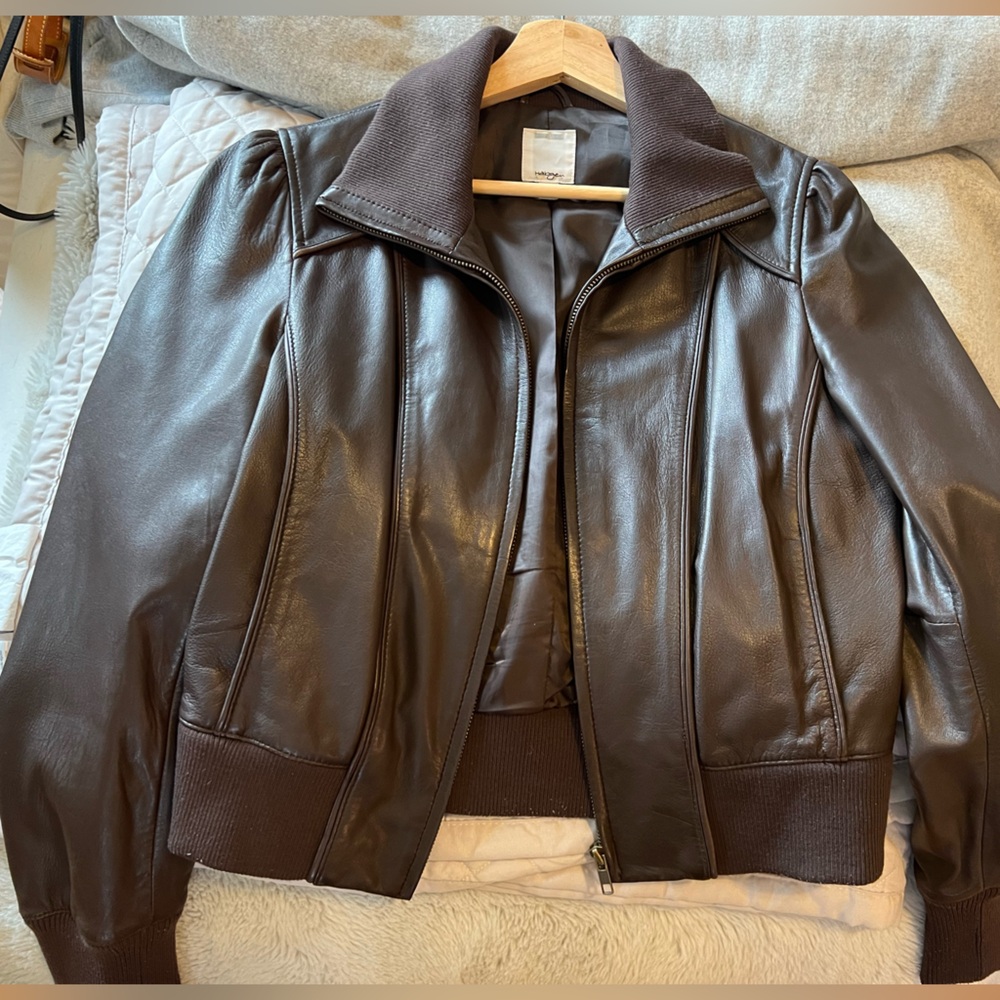 Brown Leather Jacket Womens size Medium - Picture 6 of 7